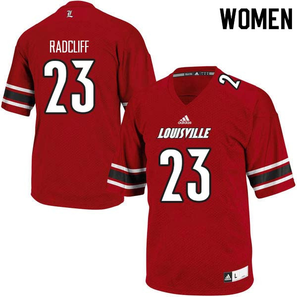 Women Louisville Cardinals #23 Brandon Radcliff College Football Jerseys Sale-Red - Click Image to Close